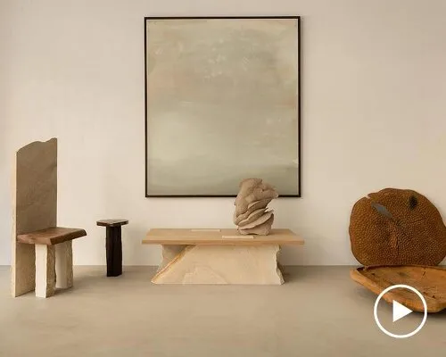 wood, stone, and ceramic collectible objects compose rebirth paris exhibition