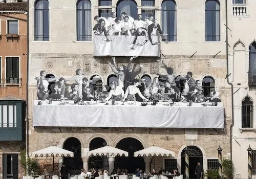 JR's 'Il Gesto': A Monumental Tapestry Unveiling Human Stories at The Venice Venice Hotel for the Biennale