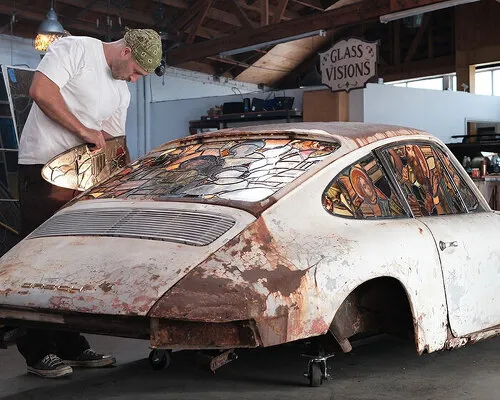 Phoenix from Ashes: Ben Tuna's Sacred Stained Glass Art Elevates Porsche Wrecks to Timeless Relics