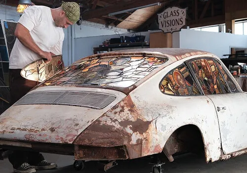 Phoenix from Ashes: Ben Tuna's Sacred Stained Glass Art Elevates Porsche Wrecks to Timeless Relics